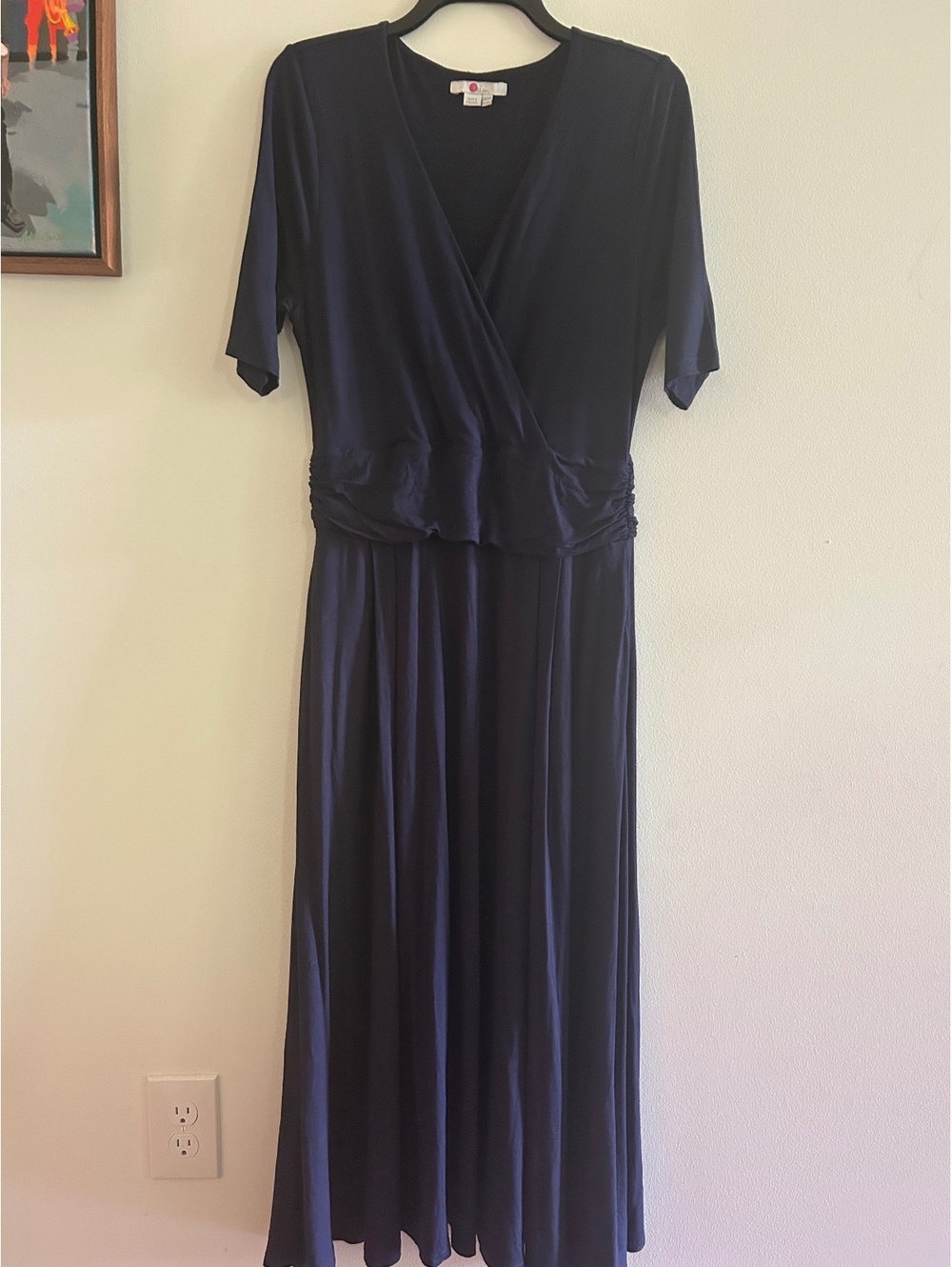 Boden V-Neck Navy Blue Short Sleeve Maxi Dress Women’s Size 10
